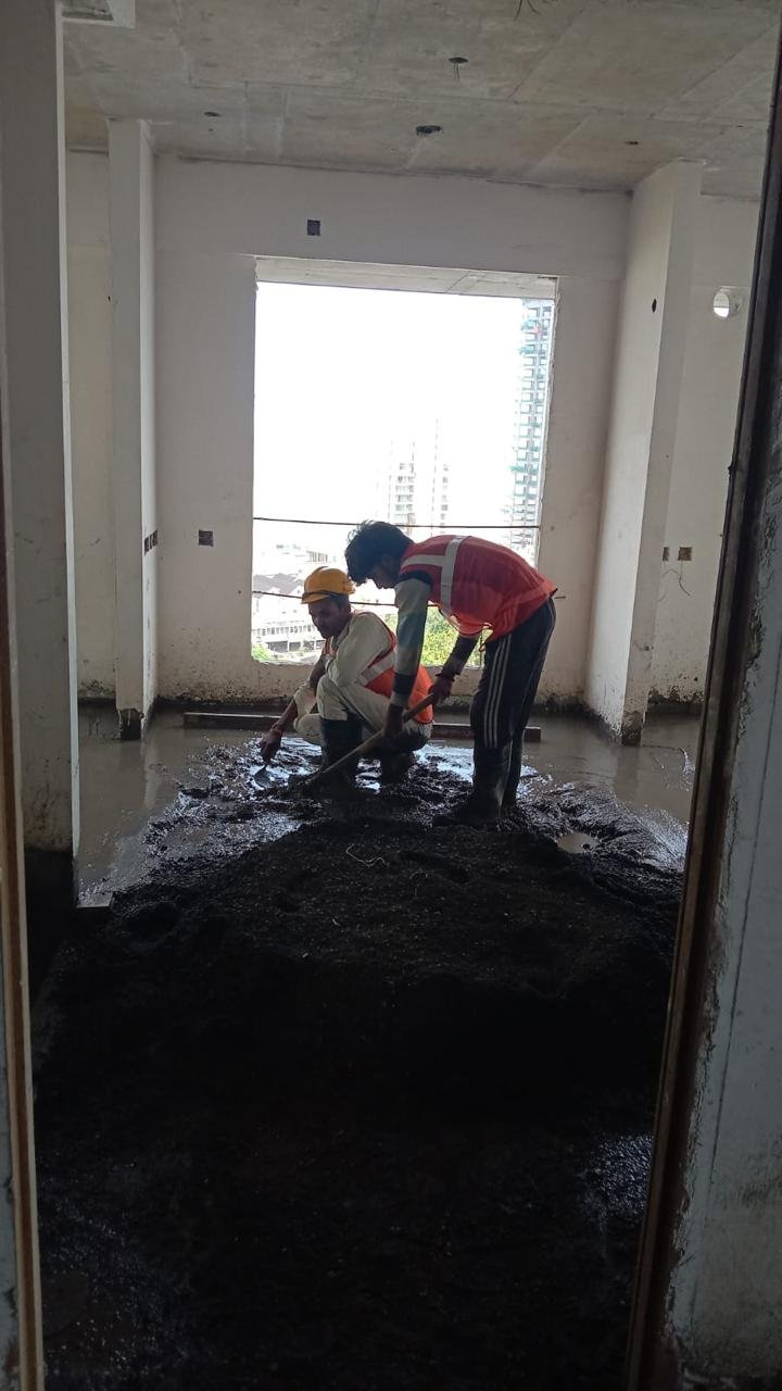 Screeding and surface correction work